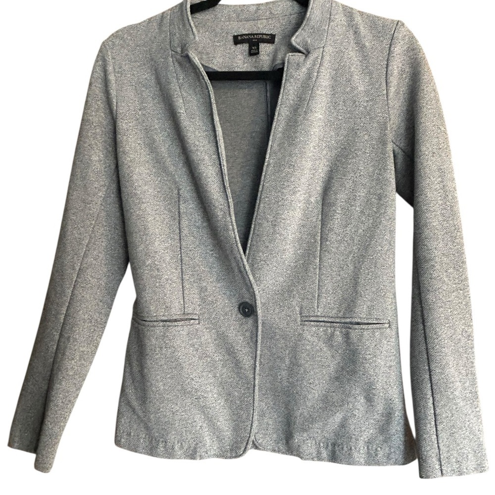 Banana Republic Gray Knit Blazer XS One Button Career Jacket